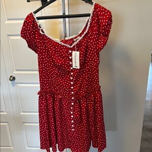 Red Ruffled Flutter Sleeve Mini Dress